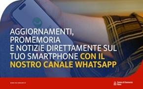 Banner Canale whatsapp della Camera di Commercio di Roma