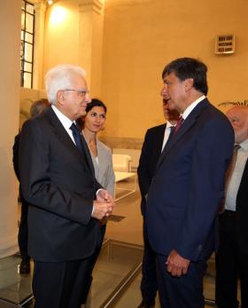 Il Presidente della Repubblica Mattarella con il Presidente della CCIAA Roma Tagliavanti